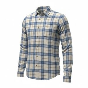 Hurley Button Down Shirt Mens Large Blue Cream Plaid Long‎ Sleeve Flannel